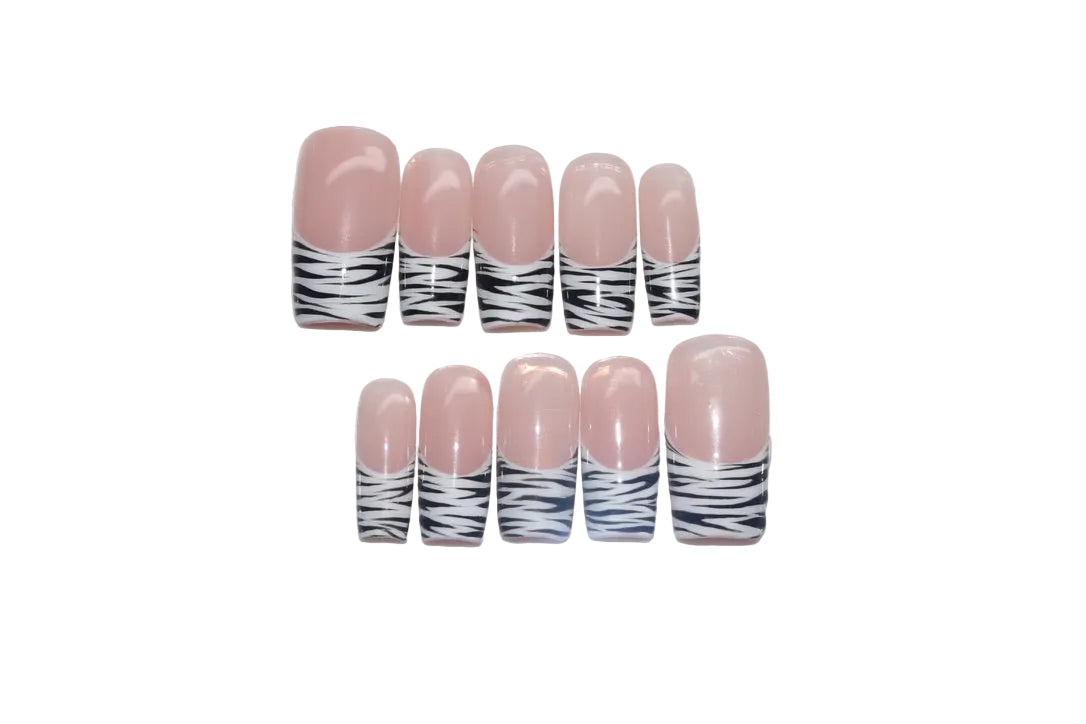 Zebra Tips - Press On Nails