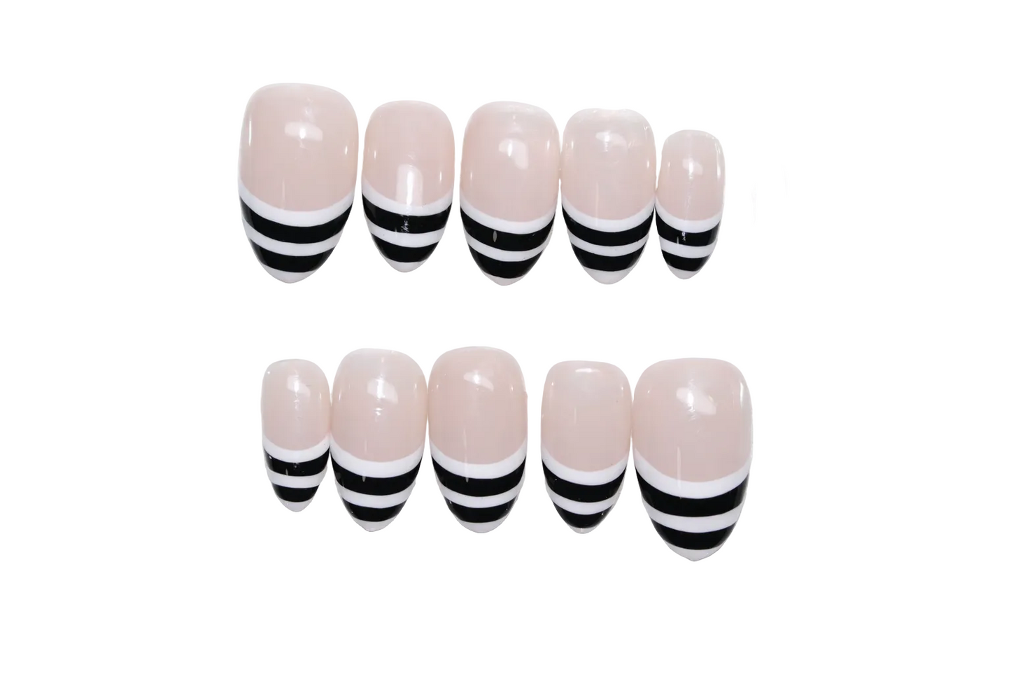 Double Lined French Tips - Press On Nails