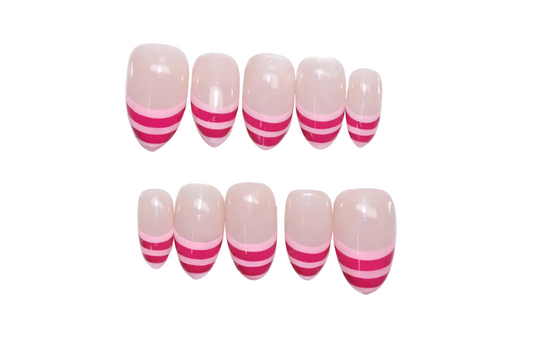 Double Lined French Tips - Press On Nails